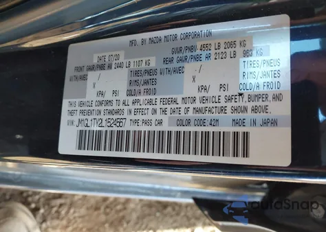 2020 Mazda Mazda6 Grand Touring z USA, uszkodzony, nr VIN JM1GL1TY2L1524567